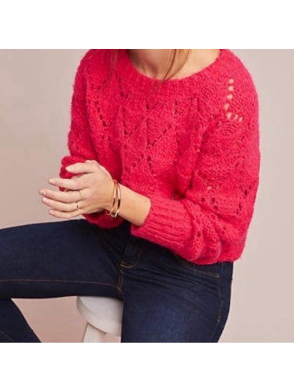Sleeping on Snow Anthropologie Women Sweater Bright Lights Pink Pullover